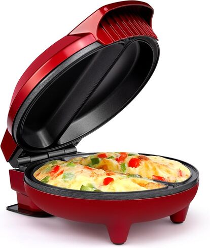 Holstein Housewares Stainless Steel 4 Section Omelet Maker, Non Stick Coating, Mess Free Cooking, Easy Cleaning, Indicator Lights, Upright Storage & Anti Slip Feet For Quick Meals. 4 Portions, Black in Saudi Arabia