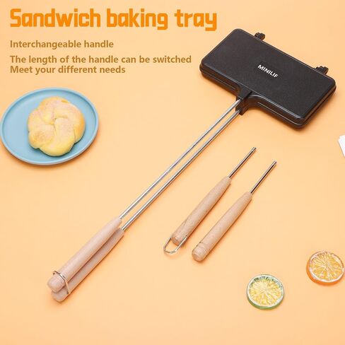 Large - Sized Sandwich Baking Tray with Interchangeable Handles - Perfect for Home & Outdoor, Campfire Sandwich & Hobo Pie Maker, Breakfast Skillet in Saudi Arabia