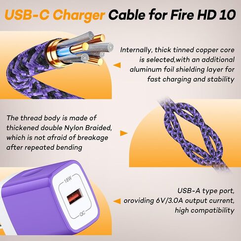 Kindle Charging Accessories Amazon Fire Tablet Micro Charger Cord Replacement for Kindle Oasis 3/2/1 Voyage/DX/Basic 3/Paperwhite 4/3/2/1 Colorsoft/Scribe/Signature Edition/Fire Kids Pro/Android in Kuwait