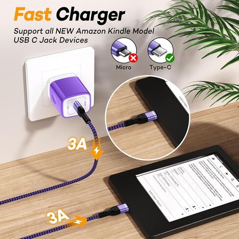 Kindle Wall Charger Replacement for Samsung Tablets A11 S11 Kindle Colorsoft/Scribe/Oasis/Paperwhite, Amazon Fire Tablet/8 10 Plus/Kids Pro/Kids Edition, iPad A16 Galaxy Phone S26 S25,iPhone 17 16 in Kuwait