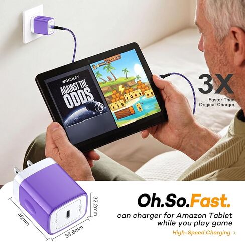 Kindle Wall Charger Replacement for Samsung Tablets A11 S11 Kindle Colorsoft/Scribe/Oasis/Paperwhite, Amazon Fire Tablet/8 10 Plus/Kids Pro/Kids Edition, iPad A16 Galaxy Phone S26 S25,iPhone 17 16 in Kuwait