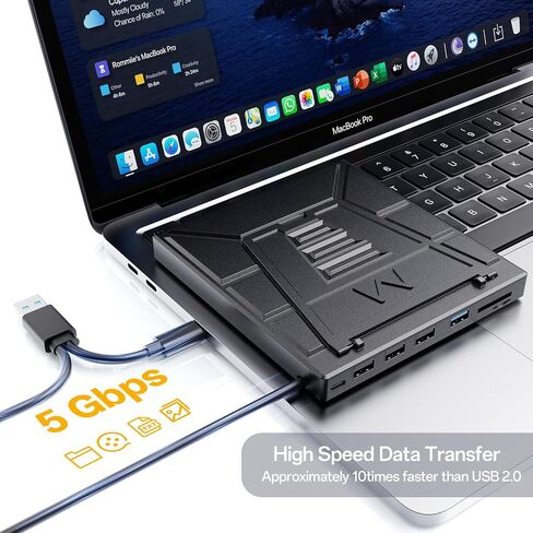 9-in-1 External CD/DVD Drive with Phone Holder, USB 3.0 & Type-C Portable DVD±RW/CD Burner, Plug and Play Optical Drive Compatible with Laptop PC, Desktop, Windows 11/10/8/7, Mac, Linux in Saudi Arabia