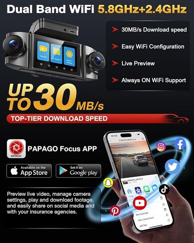 4 Channel 360° Dash Cam, 4K Front + 1080P Rear/Left/Right, 5GHz WiFi 30MB/s | Free 128GB SD Card, Voice Control Dash Camera, APP, GPS, 3" IPS Screen, Night vision, G-Sensor, Parking Mode, Loop Recording in Saudi Arabia
