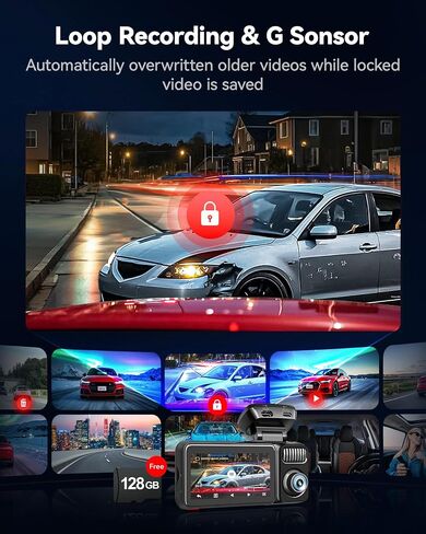 REDTIGER F17 Elite 4K Dash Cam 3 Channel, STARVIS 2 IMX678 & IMX675, 128GB Card, Full Night Color, 4K+2.5K+1080P Front and Rear Inside, Voice Control, 5GHz WiFi-30MB/s Download, GPS, HDR, Parking Mode in Kuwait
