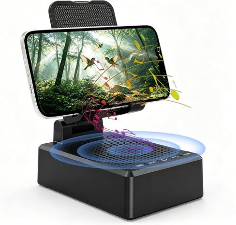 Cell Phone Stand with Wireless Bluetooth Speaker, Adjustable Angle,Foldable Stand HD Surround Sound for Home, Compatible with All iPhone/Android Phones, Cool Gadget Gift for Men Women Dad Mom in Saudi Arabia