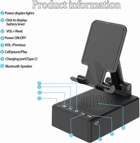 Cell Phone Stand with Wireless Bluetooth Speaker, Adjustable Angle,Foldable Stand HD Surround Sound for Home, Compatible with All iPhone/Android Phones, Cool Gadget Gift for Men Women Dad Mom in Saudi Arabia