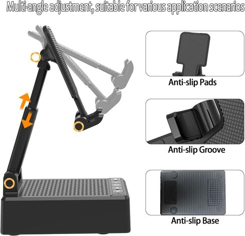 Cell Phone Stand with Wireless Bluetooth Speaker, Adjustable Angle,Foldable Stand HD Surround Sound for Home, Compatible with All iPhone/Android Phones, Cool Gadget Gift for Men Women Dad Mom in Saudi Arabia