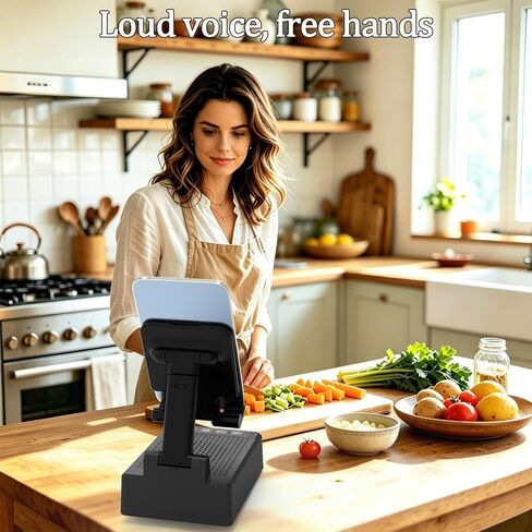 Cell Phone Stand with Wireless Bluetooth Speaker, Adjustable Angle,Foldable Stand HD Surround Sound for Home, Compatible with All iPhone/Android Phones, Cool Gadget Gift for Men Women Dad Mom in Saudi Arabia
