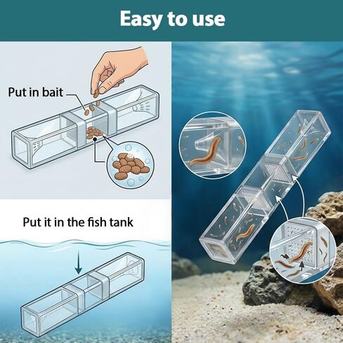 Aquarium Worm Catcher, Transparent Detachable Fish Tank Worms Trap, Aquatic Tank Traps for Freshwater & Saltwater Fishes Shrimp Coral Tanks in Saudi Arabia