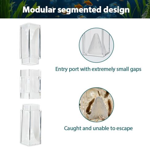 Aquarium Worm Catcher, Transparent Detachable Fish Tank Worms Trap, Aquatic Tank Traps for Freshwater & Saltwater Fishes Shrimp Coral Tanks in Saudi Arabia