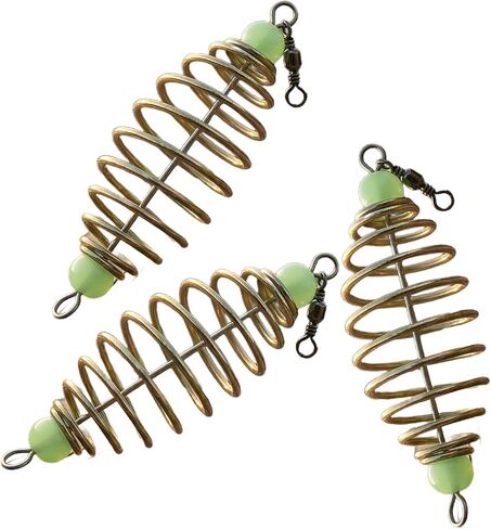 25Pcs Stainless Steel Fishing Bait Spring Feeder with Luminous Beads & Swivel, 8cm 6.1g, Secure Bait Holder for Long Casting & Good Atomization in Saudi Arabia
