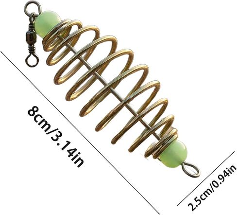 25Pcs Stainless Steel Fishing Bait Spring Feeder with Luminous Beads & Swivel, 8cm 6.1g, Secure Bait Holder for Long Casting & Good Atomization in Saudi Arabia