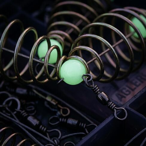 25Pcs Stainless Steel Fishing Bait Spring Feeder with Luminous Beads & Swivel, 8cm 6.1g, Secure Bait Holder for Long Casting & Good Atomization in Saudi Arabia