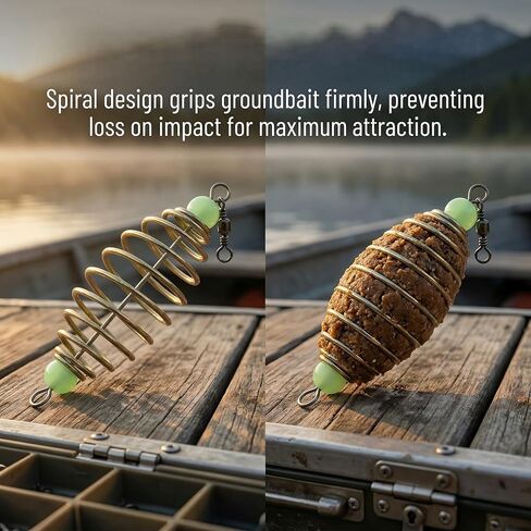 25Pcs Stainless Steel Fishing Bait Spring Feeder with Luminous Beads & Swivel, 8cm 6.1g, Secure Bait Holder for Long Casting & Good Atomization in Saudi Arabia