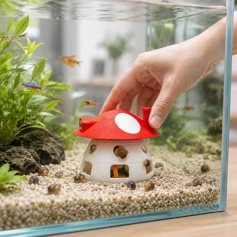 Mushroom Snail Traps for Freshwater Aquarium, Reusable Aquarium Snail Bait Trap with Removable Top, Cute Fish Tank Snail Catcher for Planted Tanks, Nano Tanks, Community Aquariums in Saudi Arabia