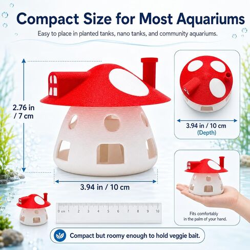 Mushroom Snail Traps for Freshwater Aquarium, Reusable Aquarium Snail Bait Trap with Removable Top, Cute Fish Tank Snail Catcher for Planted Tanks, Nano Tanks, Community Aquariums in Saudi Arabia