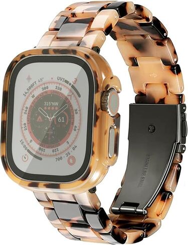 Band with Case Compatible with Apple Watch 49mm Ultra 3 2 1, [No Screen Protector] Women Men Fashion Resin Strap Bumper for iWatch Ultra in Saudi Arabia