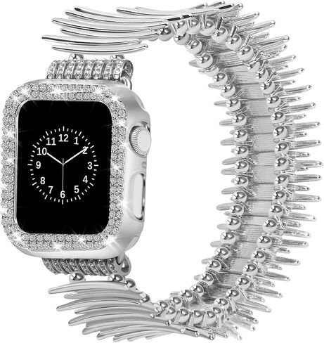 VIQIV Cute Bands and Bling Case Compatible with Apple Watch Bands for Women 38/40/41/42/44/45/49mm, Stretch Jewelry Dressy Metal Wristband Straps for iWatch Ultra 2 Series 9/8/7/6/5/4/3/2/1/SE in Kuwait