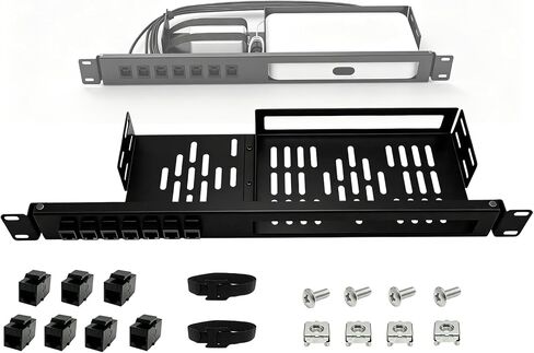19in 1U Metal Rack Mount for Ubiquiti UCG-Fiber & UXG-Fiber Gateway- Hinged Rack Tray with 7 rj45 Keystone Jack cat6, Power Bay in Saudi Arabia
