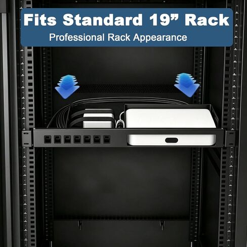 19in 1U Metal Rack Mount for Ubiquiti UCG-Fiber & UXG-Fiber Gateway- Hinged Rack Tray with 7 rj45 Keystone Jack cat6, Power Bay in Saudi Arabia