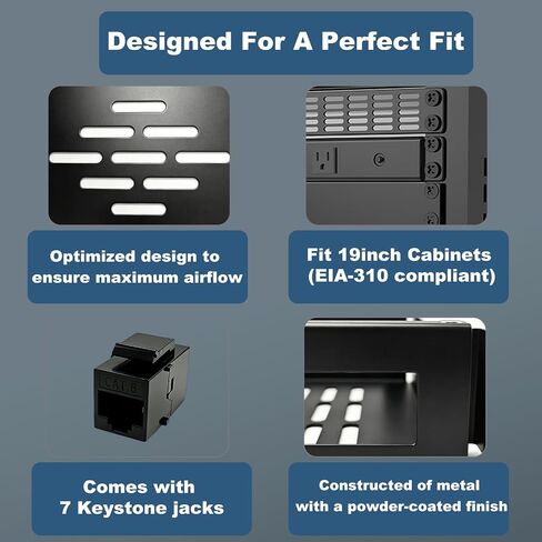 19in 1U Metal Rack Mount for Ubiquiti UCG-Fiber & UXG-Fiber Gateway- Hinged Rack Tray with 7 rj45 Keystone Jack cat6, Power Bay in Saudi Arabia