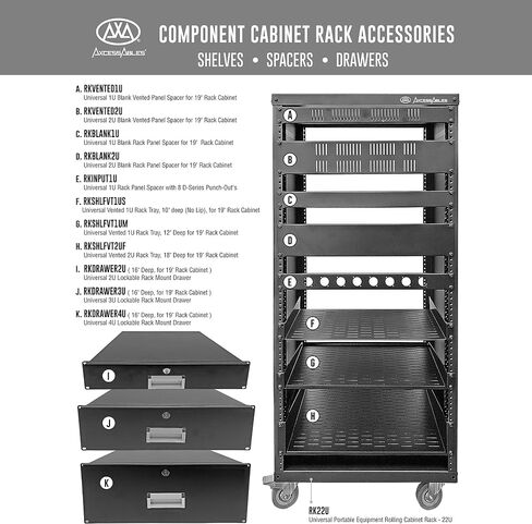 AxcessAbles 2U Vented Rack Shelf - 2 Pack | Rack Trays for 19 Inch Equipment Rack Cabinets | 18" Deep Rackmount Shelf with Lips | 50lb Capacity (2-Pack) in Kuwait