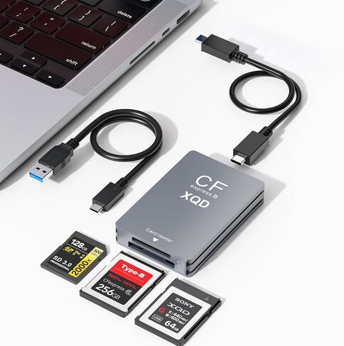 قارئ بطاقات CFexpress/XQD/SD بسرعة 10 جيجابت في الثانية، محول قارئ بطاقات CFexpress من النوع B 3 في 1، قارئ بطاقة ذاكرة XQD/SD، USB 3.2 الجيل الثاني، يدعم منفذ Thunderbolt 3/4 لمنشئي محتوى صانعي الأفلام المحترفين in Kuwait