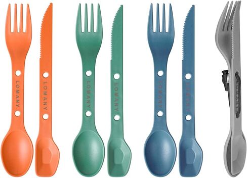 Reusable Camping Utensil Set, Spoon-Fork-Knife Travel Utensils | Portable Plastic Cutlery Backpacking Gear for Lunch Hiking Outdoor Survival in Saudi Arabia