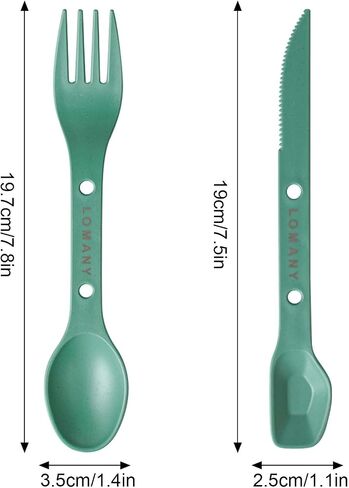 Reusable Camping Utensil Set, Spoon-Fork-Knife Travel Utensils | Portable Plastic Cutlery Backpacking Gear for Lunch Hiking Outdoor Survival in Saudi Arabia