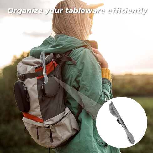 Reusable Camping Utensil Set, Spoon-Fork-Knife Travel Utensils | Portable Plastic Cutlery Backpacking Gear for Lunch Hiking Outdoor Survival in Saudi Arabia