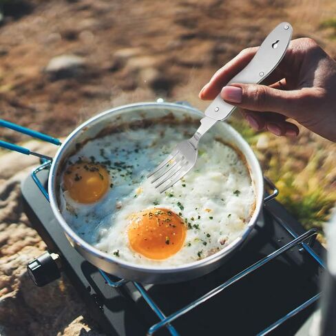 2Pcs Detachable Camping Utensils Cutlery Set, Caudblor Portable 4 in 1 Stainless Steel Travel Utensil, Foldable Knife Fork Spoon Bottle Opener, Multi Function Eating Flatware Tableware(Green Black) | Stainless Steel Detachable Knife Fork Spoon Bottle Open in Saudi Arabia