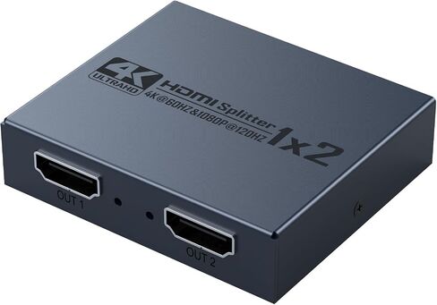 HDMI Splitter 1 in 2 Out, 4K 30Hz Powered 1x2 for Dual Monitors | Supports 1080P 60Hz, Mirrors One HDMI Source to Two Displays; for Laptop, PC, TV, Projector and HDTV, Not Extended Mode in Saudi Arabia