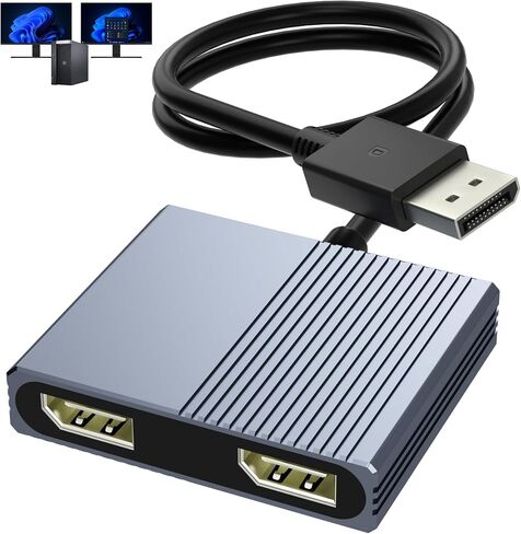 Display Port Splitter for Dual Monitors, 4K@120Hz DisplayPort to Dual DisplayPort Adapter, Displayport MST Hub, Monitor Splitter, Dual Monitor Adapter for Laptop, Desktop, Graphics Card and More in Saudi Arabia
