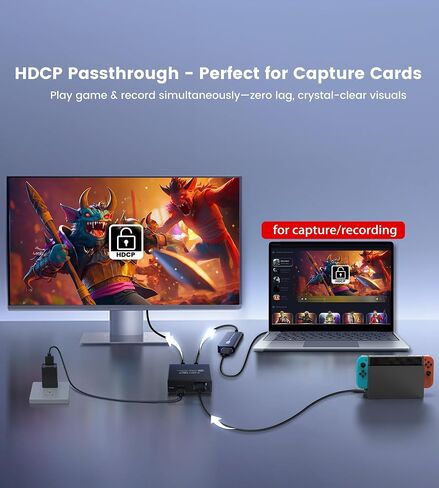 4K@60Hz HDMI Splitter 1 in 2 Out for TV & Soundbar w/ 4Ft HDMI Cable, HDCP 2.2 Bypass, HDMI Audio Splitter Support Dolby Vision/Atmos 7.1ch, Downscale 4K/1080P Sync, 1080P@120Hz, 2K@144Hz for PS5,Roku in Saudi Arabia