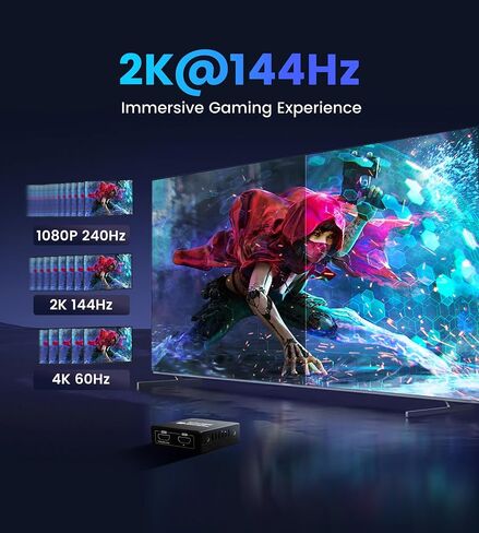4K@60Hz HDMI Splitter 1 in 2 Out for TV & Soundbar w/ 4Ft HDMI Cable, HDCP 2.2 Bypass, HDMI Audio Splitter Support Dolby Vision/Atmos 7.1ch, Downscale 4K/1080P Sync, 1080P@120Hz, 2K@144Hz for PS5,Roku in Saudi Arabia