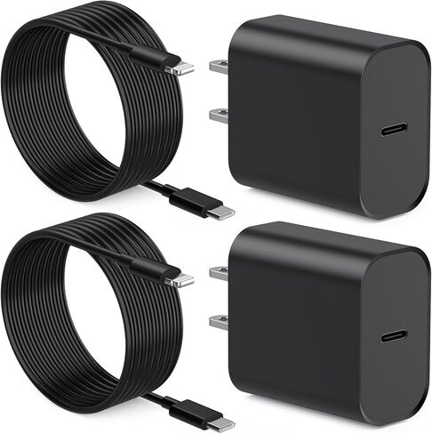 [Apple MFi Certified] iPhone Charger Fast Charging 6FT Lightning Cord | 2Pack 20W Type C Fast Charger Block with USB C to Lightning Charging Cable for iPhone 14/13/12/11 Pro Max/Xs Max/XR/X in Saudi Arabia