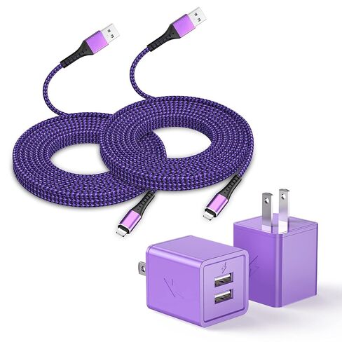 iPhone Fast Charger,iPhone Charger Fast Charging 2Pack Dual Port USB Wall Chargers Block Adapter Plug Long 6FT Fast Charging Lightning Cable Cord for iPhone 14 13 12 11 Pro Max XS X 8 7 Plus SE iPad in Saudi Arabia