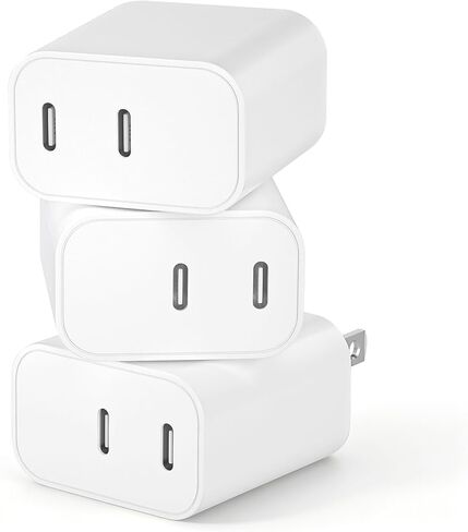 3Pack USB C Fast Charger Block, Dual USB C Port iPhone Wall Charger Adapter | 2 in 1 USBC Charger 20W Apple Type C Fast Charging Block for iPhone 17 Pro Max/16 Pro Max/15/14/13/12/11/Xs Max/XR/X,iPad Pro in Saudi Arabia