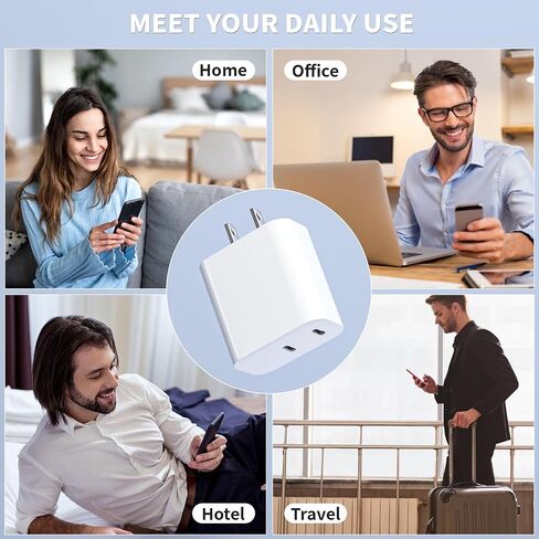 3Pack USB C Fast Charger Block, Dual USB C Port iPhone Wall Charger Adapter | 2 in 1 USBC Charger 20W Apple Type C Fast Charging Block for iPhone 17 Pro Max/16 Pro Max/15/14/13/12/11/Xs Max/XR/X,iPad Pro in Saudi Arabia