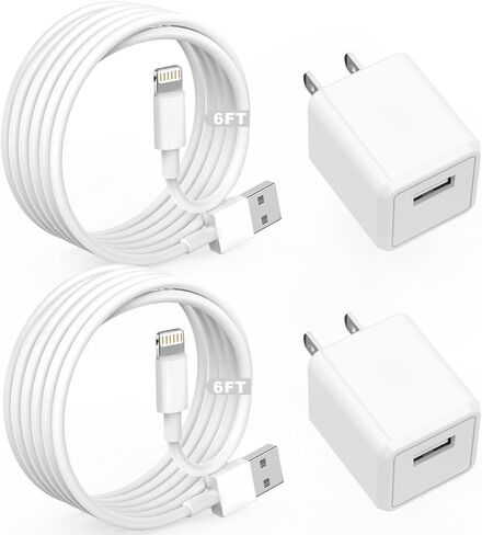 iPhone Charger,Cube iPhone Charger Travel 2Pack 6FT Lightning Cable Cord Quick Fast Charging Cord USB Wall Chargers Travel Plug Adapter for iPhone14/13/12/11/10/X/8 Plus/XR/XS Max/7/SE/iPad,Airpods in Saudi Arabia