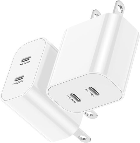 USB C Fast Charger Block,USB C Charging Block 2-Pack Type C 2in1 Dual Ports Plug Wall Charger, Fast Type C Charger for iPhone 17 Pro Max/17 Pro/17 Air/16 Pro Max/15/14/13/12/11/Xs Max/XR/X,iPad in Saudi Arabia