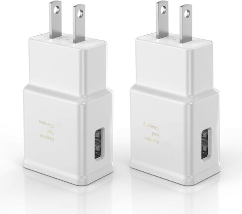 Adaptive Fast Charging Block USB Wall Charger Adapter Fits Samsung Galaxy S25/S24/S23/S22/S22 Ultra/S21/S20/S10/S9/S8/S7/Edge/Note 10 Quick Charge (Black, 2 Pack) in Saudi Arabia
