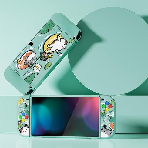 PlayVital ZealProtect Soft Protective Case for Nintendo Switch OLED, Flexible Protector Joycon Grip Cover for Nintendo Switch OLED with Thumb Grip Caps & ABXY Direction Button Caps - Pool Party Kitten in Saudi Arabia