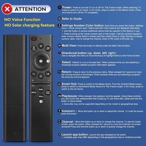 (Pack of 2) Universal Remote for Samsung TV Frame Solar Serif Crystal Curved LED QLED OLED Neo UHD SUHD HDTV 4K 8K 7 8 9 Series Smart TV Remotes Control Replacement - 2 Year Warranty in Saudi Arabia