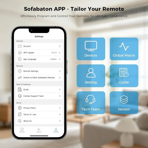 جهاز التحكم عن بعد العالمي SofaBaton U3 مع التطبيق والماكرو العالمي | جهاز تحكم عالمي ذكي الكل في واحد للتلفزيون/مكبر الصوت/DVD/Blu-ray والمزيد، بلوتوث نشط متعدد الوصلات والتحكم الصوتي من Google in Kuwait
