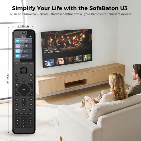 جهاز التحكم عن بعد العالمي SofaBaton U3 مع التطبيق والماكرو العالمي | جهاز تحكم عالمي ذكي الكل في واحد للتلفزيون/مكبر الصوت/DVD/Blu-ray والمزيد، بلوتوث نشط متعدد الوصلات والتحكم الصوتي من Google in Kuwait