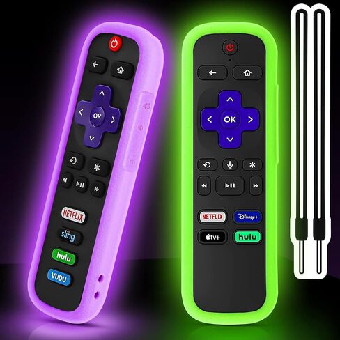 2 Pack Remote Cover for Roku TV Controller Glow in The Dark, Green Purple in Kuwait