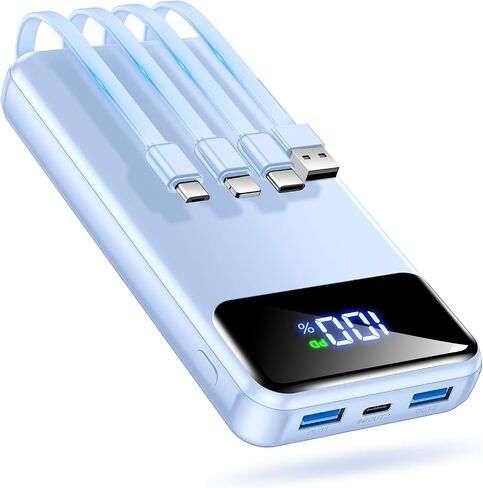 OHOVIV Portable Charger Power Bank 50000mAh,4 Built-in Cables Battery Pack | 22.5W Fast-Charge,55% in 30mins,10 Times for iPhone 15,Camping Travel Essential,Compatible with iPhone17/16/15,Samsung,Tablet in Kuwait