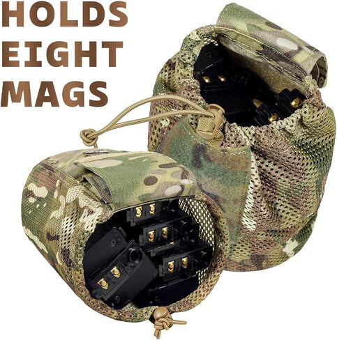 Tactical Mesh Dump Pouch Molle Foldable Mag Recovery Drop Pouch | Reinforced stitching, quick drawstring , roll-up compact , breathable mesh, fits 1.5–2.25" belts, multi outdoor usage in Saudi Arabia