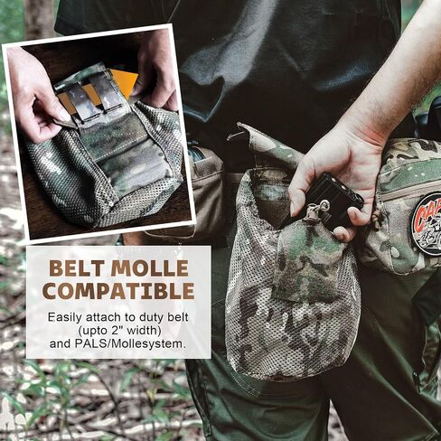Tactical Mesh Dump Pouch Molle Foldable Mag Recovery Drop Pouch | Reinforced stitching, quick drawstring , roll-up compact , breathable mesh, fits 1.5–2.25" belts, multi outdoor usage in Saudi Arabia